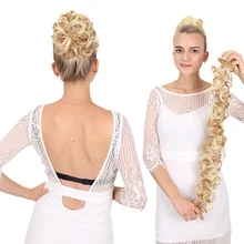 Кудрявый пучок шиньон эластичная Длинная лента пушистая булочка для невесты прическа Модные женские термостойкие синтетические парики вокруг волос