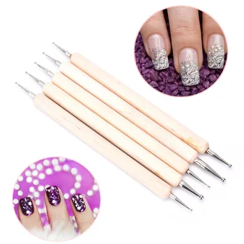 

1/5Pcs Self-adhesive Nail Art Wood Pen DOTTING Marbleizing Painting Tool Easily Pick Up Pen Manicure