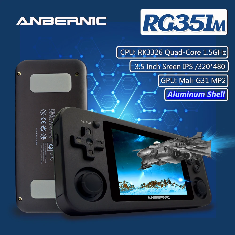 ANBERNIC RG351M Новая версия Wifi PS1 Ретро игра 2400 игр 64G игры RG351P обновленная RK3326 N64 Карманный игровой плеер