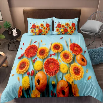 

Flower Bedding Set Twin Full Queen King Size Wedding Bed Cover Pillowcase Girls Dreamy Bed Linen Set 2/3 Piece for Home Hotel
