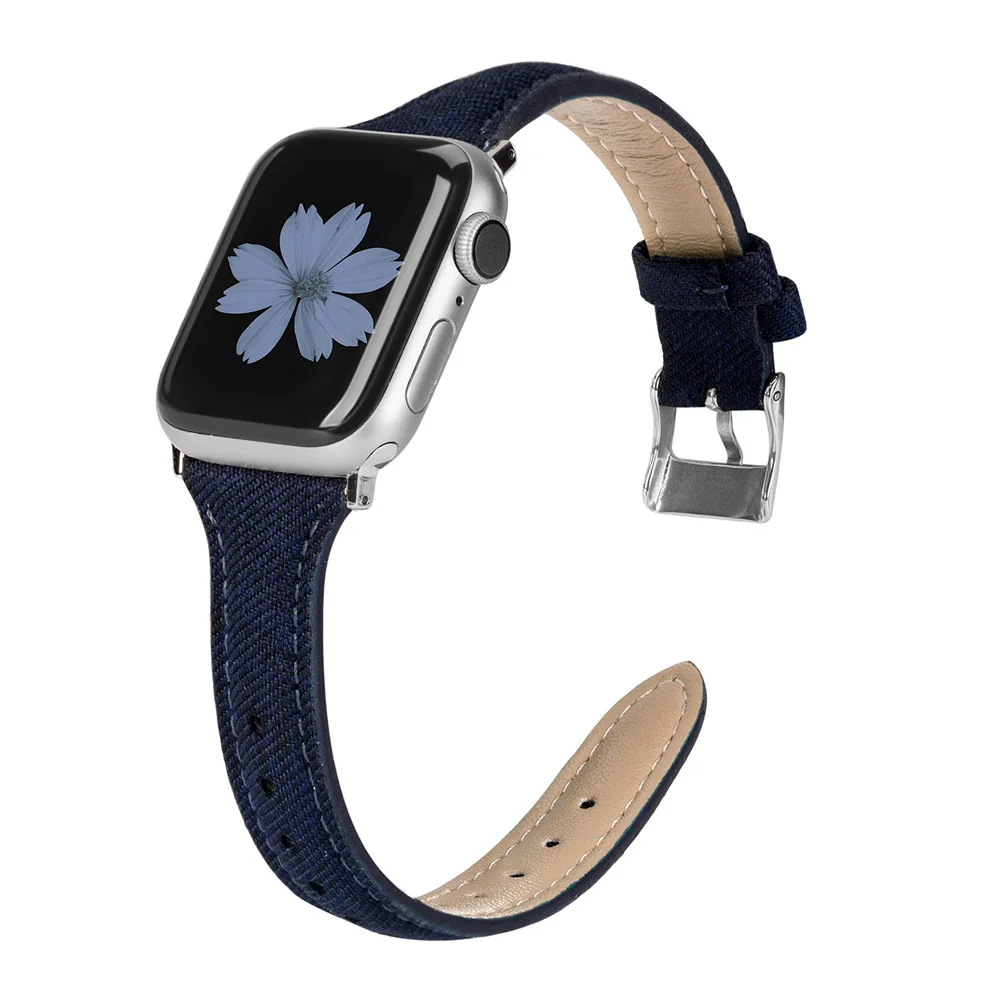Blue Холщовый ремешок Wearlizer для iWatch Apple Watch, женский, мужской ремешок 38 мм, 40 мм, 42 мм, 44 мм, серия 5, 4, 3, 2, 1, ремешок на запястье, браслет - Цвет ремешка: Blue