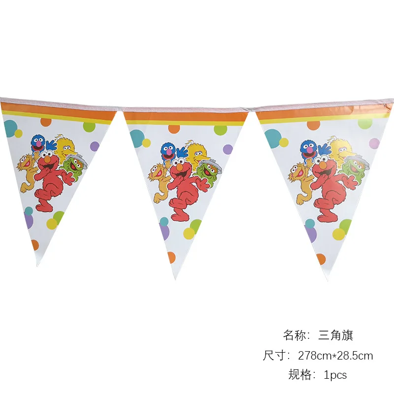 flags 1set Мультяшные уличные вечерние принадлежности с изображением кунжута Elmo одноразовая Праздничная посуда для украшения дня рождения бумажные салфетки детский душ - Цвет: flags 1set