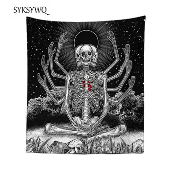 

bohemian skull tapestry black wall hanging carpet drop shipping wall cloth large tapestry polyester wall fabric