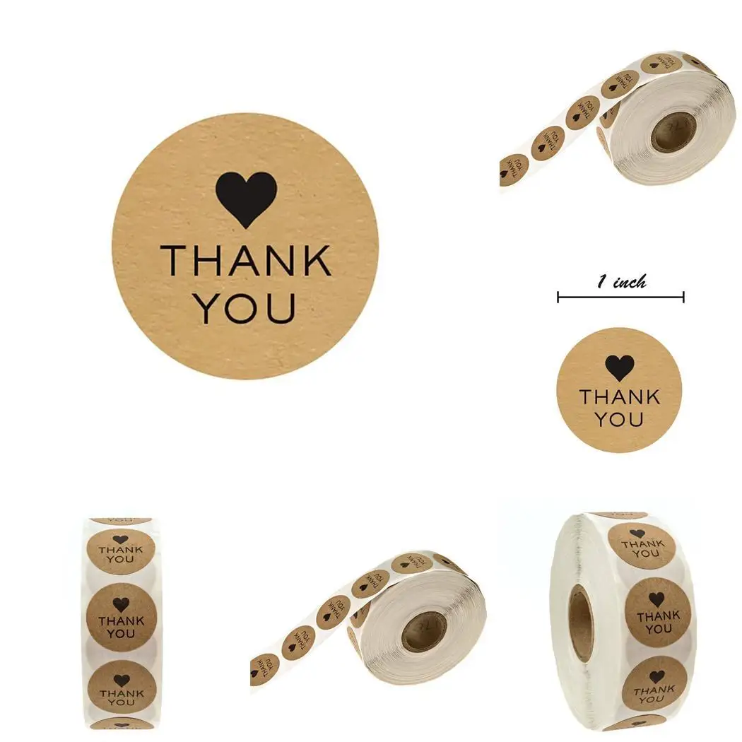 

500Pcs/roll Sticker Round Thank You Pastry Tools Stickers Letters DIY Cake Baking Cookies Gift Box Labels Sticker Commercial Lab