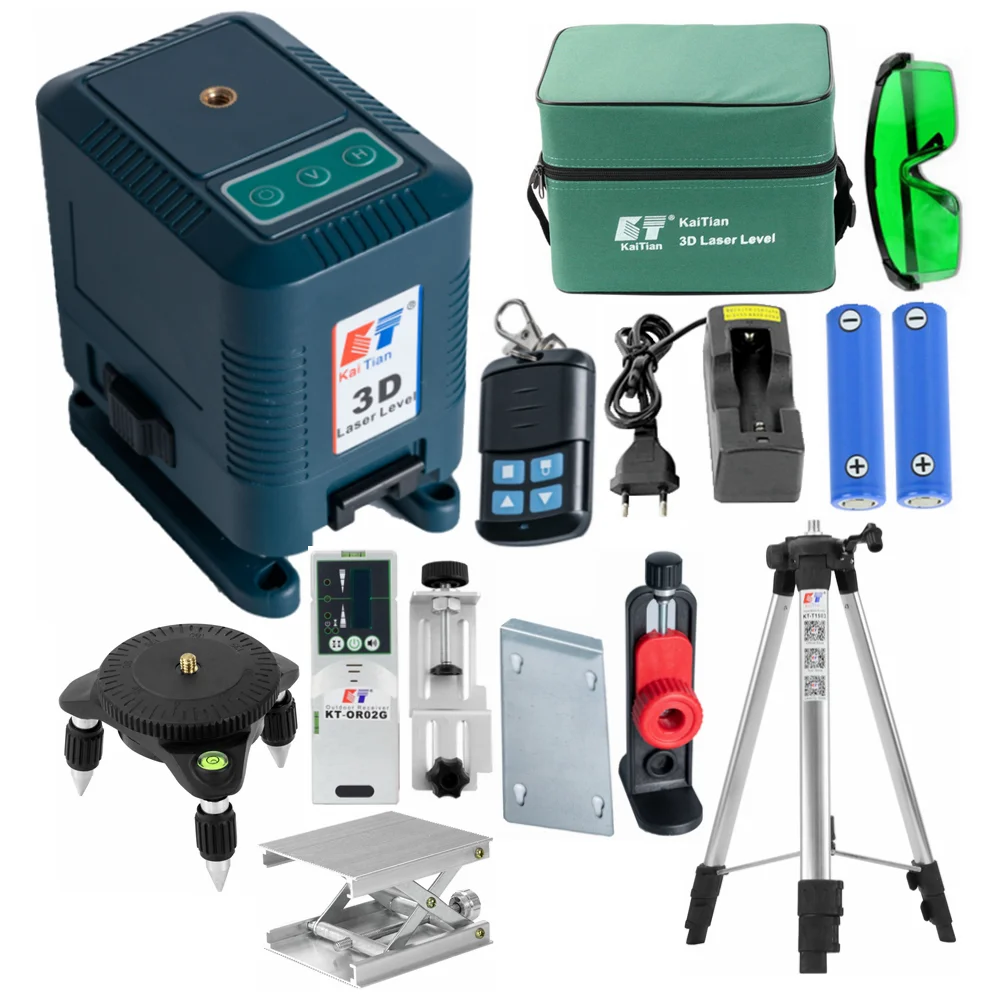 

KaiTian 3D Laser Level Tripod Receiver Self-Leveling Remote Control Magnet Bracket Horizontal&Vertical Green 3D Level Laser Line