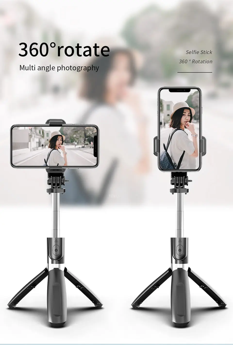 Perche à Selfie et Trépied Bluetooth Extensible avec Télécommande sans fil-5
