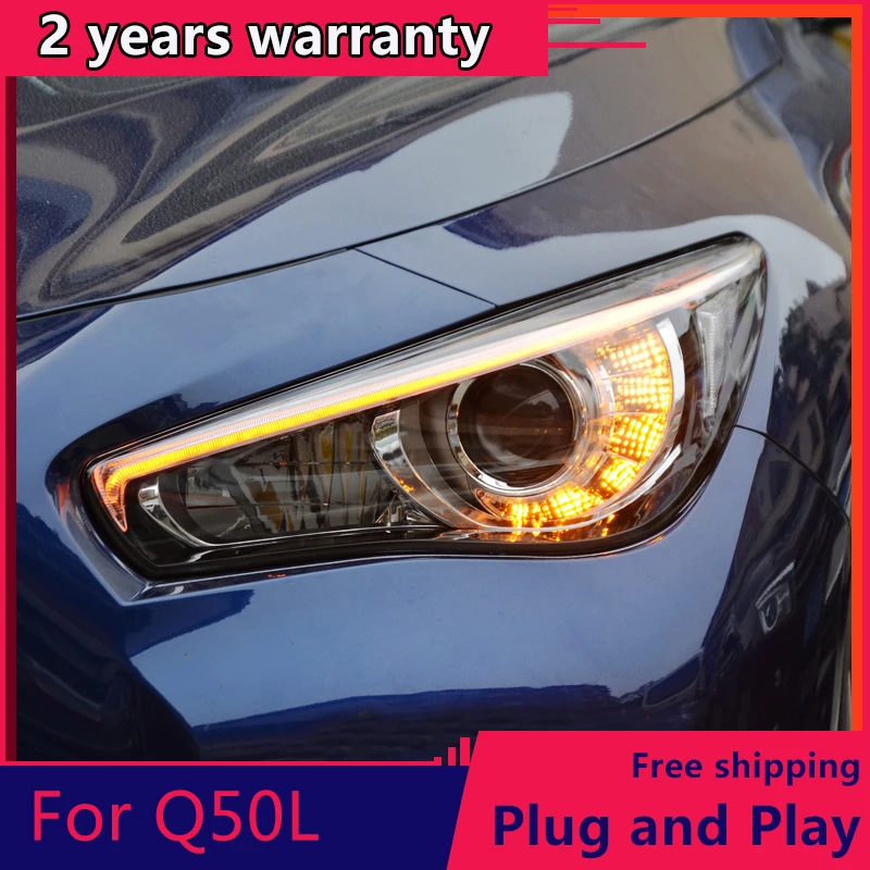 

KOWELL Car Styling For Infiniti Q50L headlights 2015-2016 For Q50L head lamp led DRL front Bi-Xenon Lens Double Beam ALL KIT