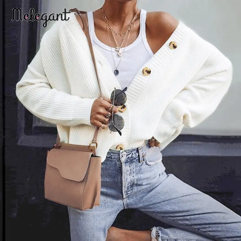 

Melegant Winter 2019 Casual Women Sweater Cardigans Button Knitted Sweater Cardigans Button Ladies Plus Size Cardigan Sweater