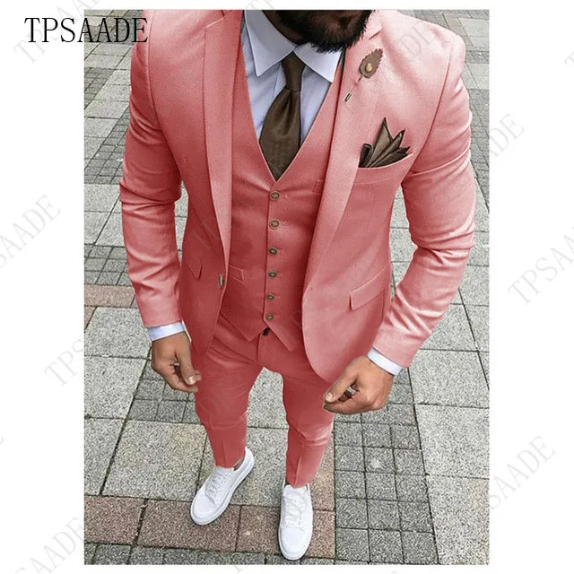 Suit 19 TPSAADE мужские костюмы Terno мужской костюм 3 предмета(куртка+ брюки+ жилет) Anzug Herren Ternos Para Hombre Terno Masculino приталенный Блейзер - Цвет: Suit 19