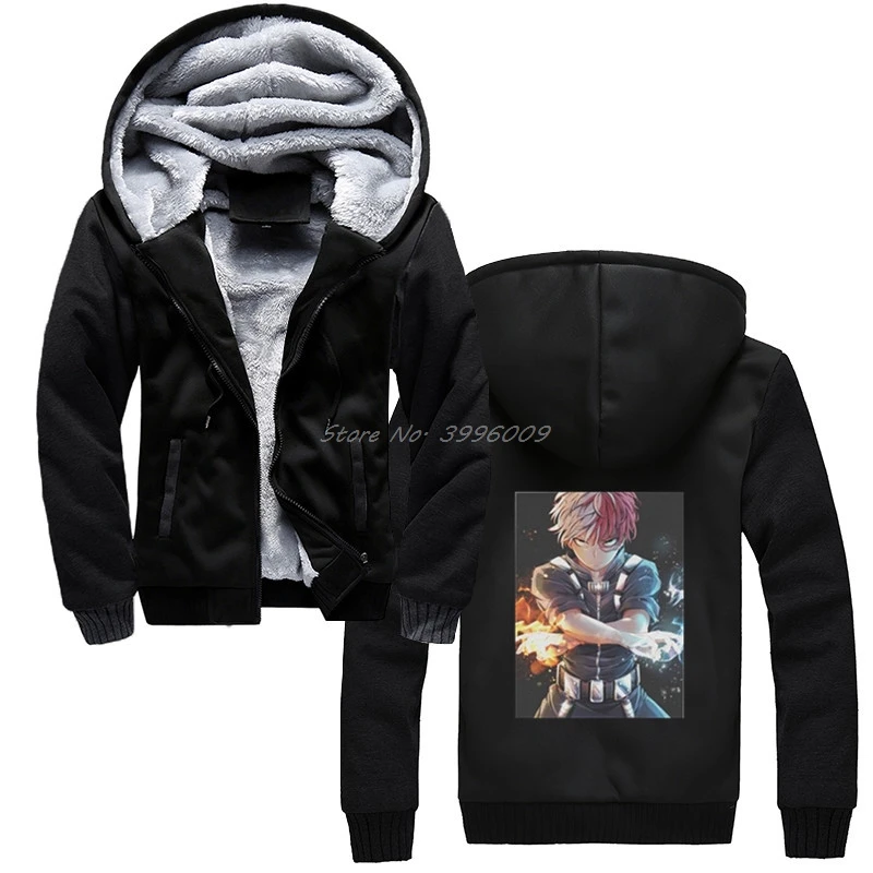 Мужские толстовки Todoroki Bnha My Hero Academy, потрясающие зимние Утепленные толстовки, уличная одежда