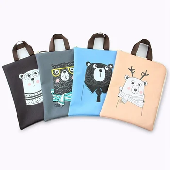 

1Pcs A4 File Bag Oxford Canvas Student Hand-Held Examination Paper Textbook Business Acceptance Bag School Supply Random Color