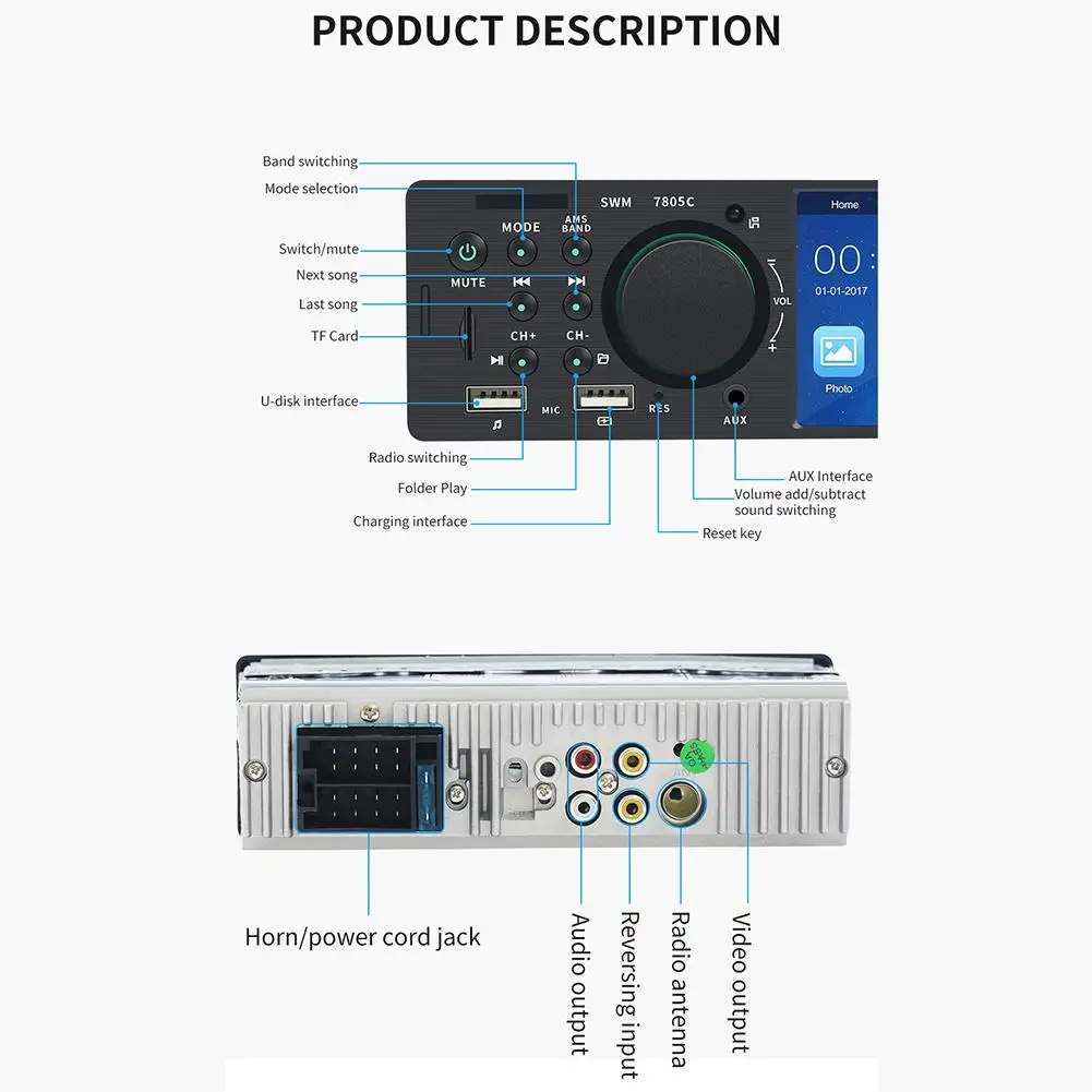 Автомагнитола 1 Din 4 дюйма TFT FM радио Bluetooth мультимедийный mp5 плеер BT4.0 USB AUX RCA