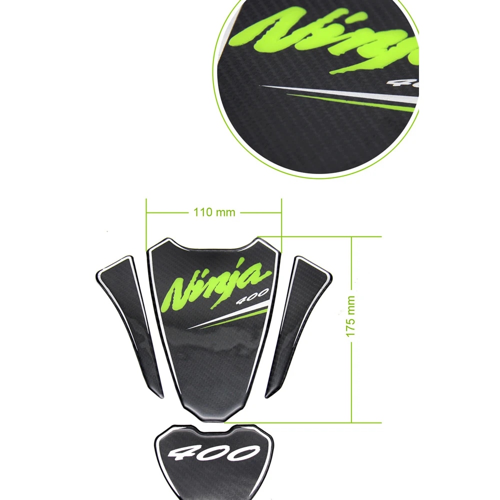 

Motorcycle 400 Sticker Decal Protection Fuel Film Tank Pad Cas Cap For KAWASAKI NINJA400 NINJA 400 3D Moto