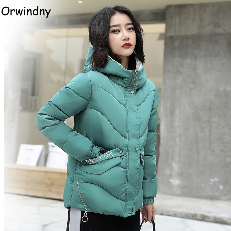 Orwindny 2020 новая зимняя куртка Женская с капюшоном парка хлопковой подкладкой