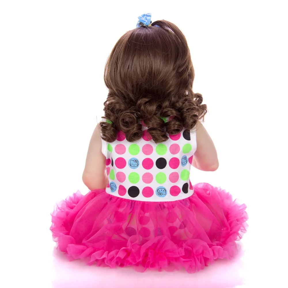 Кудрявые волосы Bebe reborn Девочка Кукла 2" 57 см полный силикон inteiro reborn куклы игрушки для детей подарок