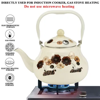 

1.5L-2.5L beige red enamel kettle household kettles Automatic reminder enamel cup whistle kettle enameled gas kettle enamel