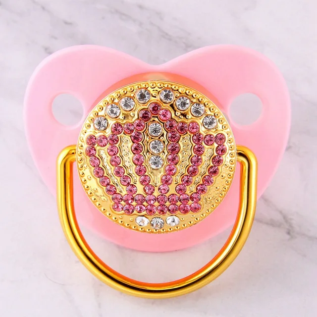 Luxury Golden Bing Pacifiers For Baby Boy Girls Orthodontic Nipple Crown Cartoon Dummy Unique Shower Gift Pacifier Aliexpress