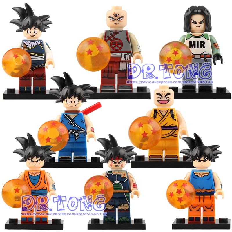 

50pcs KT1009 Dragon Ball Z Anime Figures Violett Krillin Tien Shinhan Goku Chiaotzu Building Blocks Toys for Children