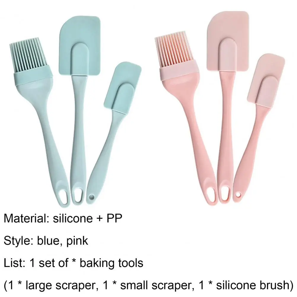 3Pcs/Set Spatula Kit Kitchen Utensils Cooking Supplies Multi Purpose Cake Spatula Baking Tools Silicone Non-stick Blue/Pink