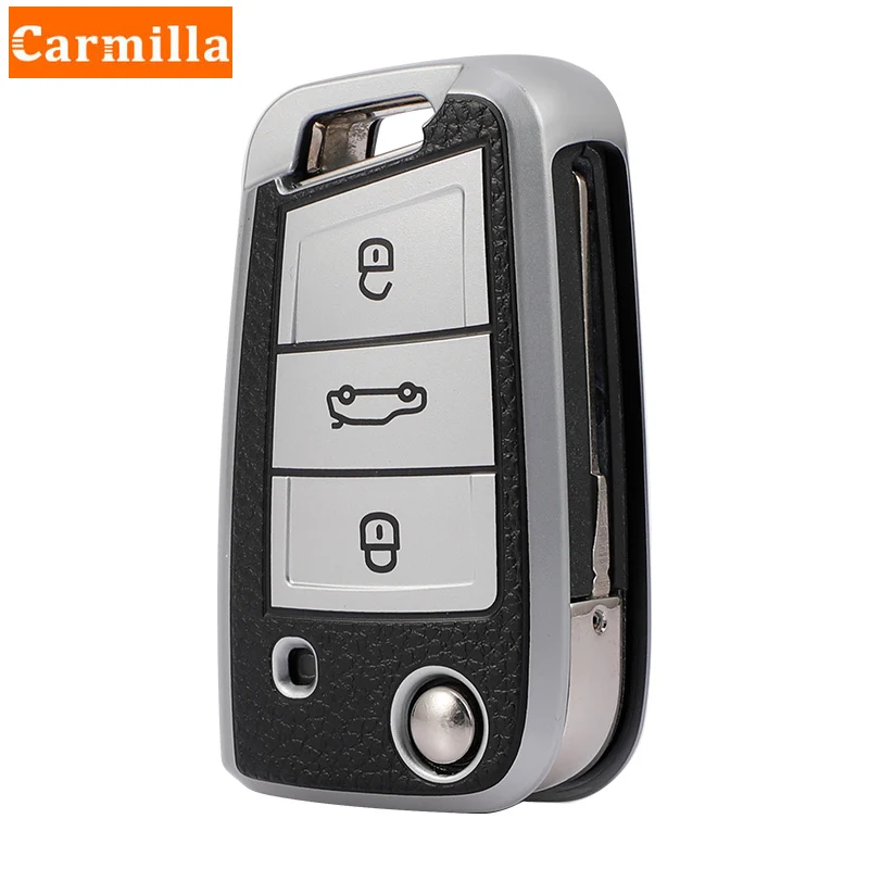 Tpu Leather Car Key Case Cover for VW Volkswagen Golf 7 MK7 Tiguan MK2 for SEAT Ateca Leon FR 2 Ibiza Skoda Octavia A7 key case key case cover