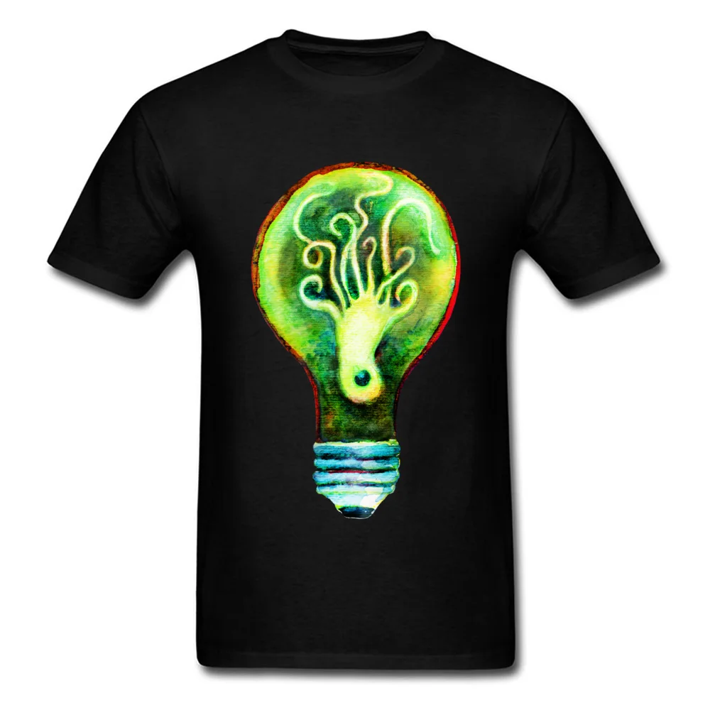 Подарочные футболки новинка футболка с Octobulb Мужская топы Octopus Bulb черные Прямая