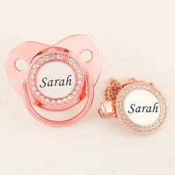 Sucette orthodontique de luxe pour bébé, avec Logo personnalisé, en or Rose, avec Clips, sans BPA 