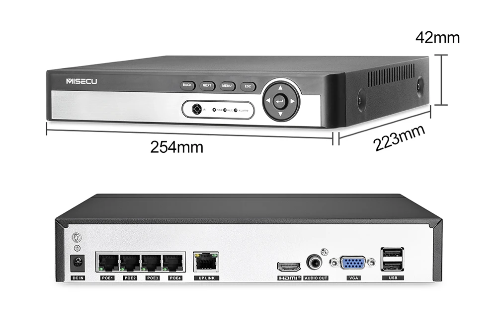 MISECU H.265 4CH 1080P камеры видеонаблюдения системы AI обнаружения человека камера безопасности двухстороннее аудио наружное водонепроницаемое видеонаблюдение