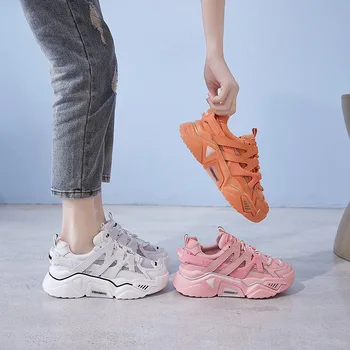 

CINESSD Genuine Leather Platform Shoes Women Sneakers 2020 Fashion Summer Women's Shoes Solid Casual Sneakers Woman Breathable