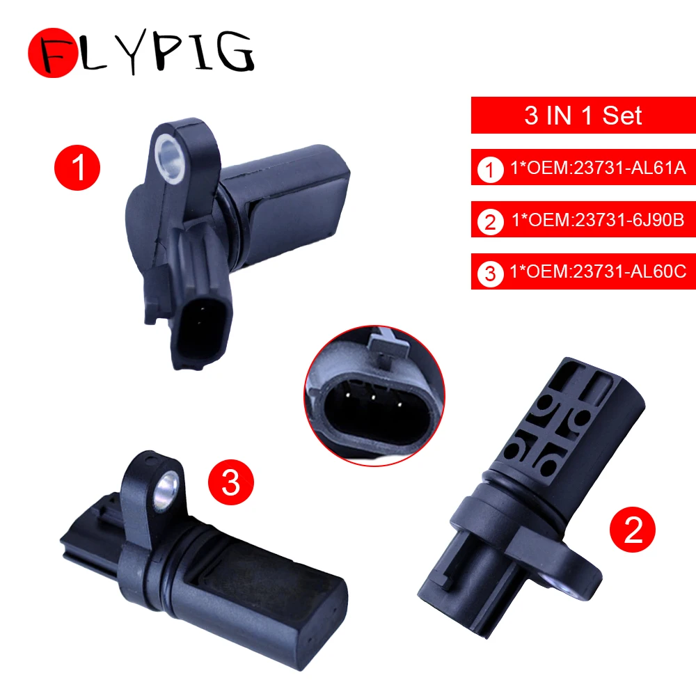 FLYPIG 3 Pcs Engine Camshaft Crankshaft Position Sensor CPS For