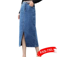 Женские прямые джинсовые юбки с разрезом спереди 5Xl 7Xl весенне