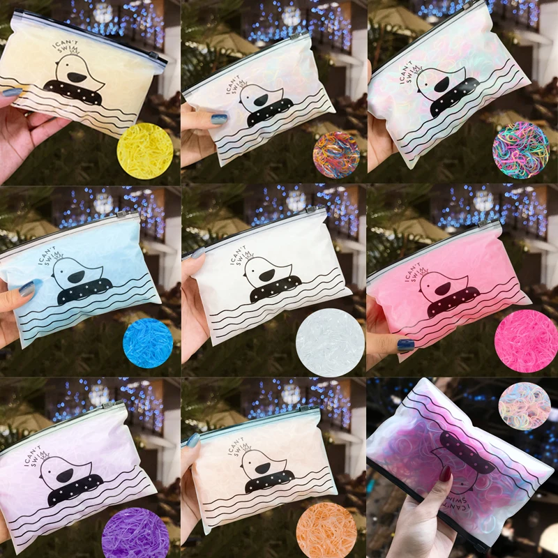 1000 шт./упак. милые девушки красочные кольцо одноразовые резинки для волос аксессуары для волос хвост держатель резинка Scrunchies
