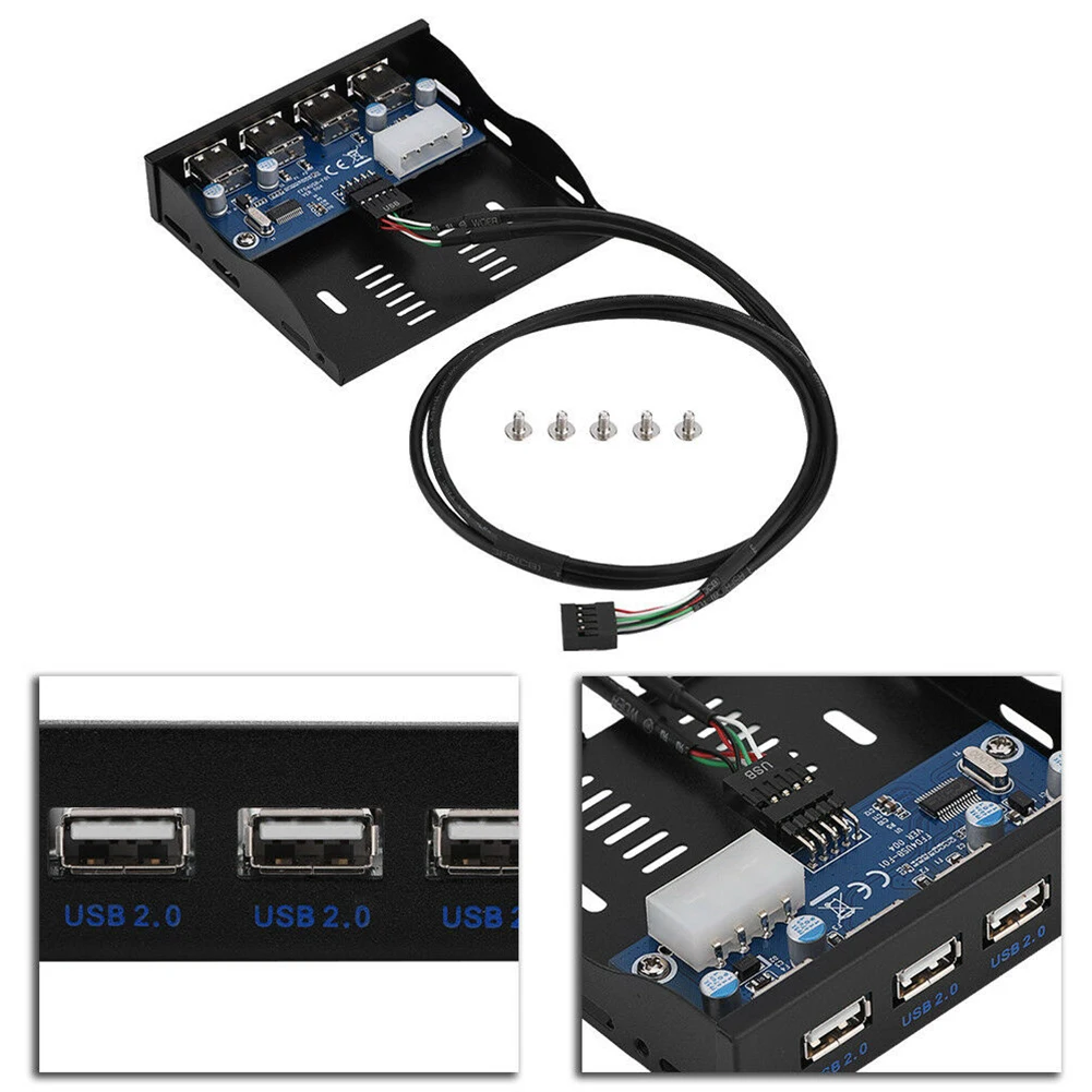 Floppy Bay внутренняя Передняя панель 4 порта USB 2,0 9 Pin с винтами настольная материнская плата концентратор адаптер ПК кронштейн медиа приборная панель