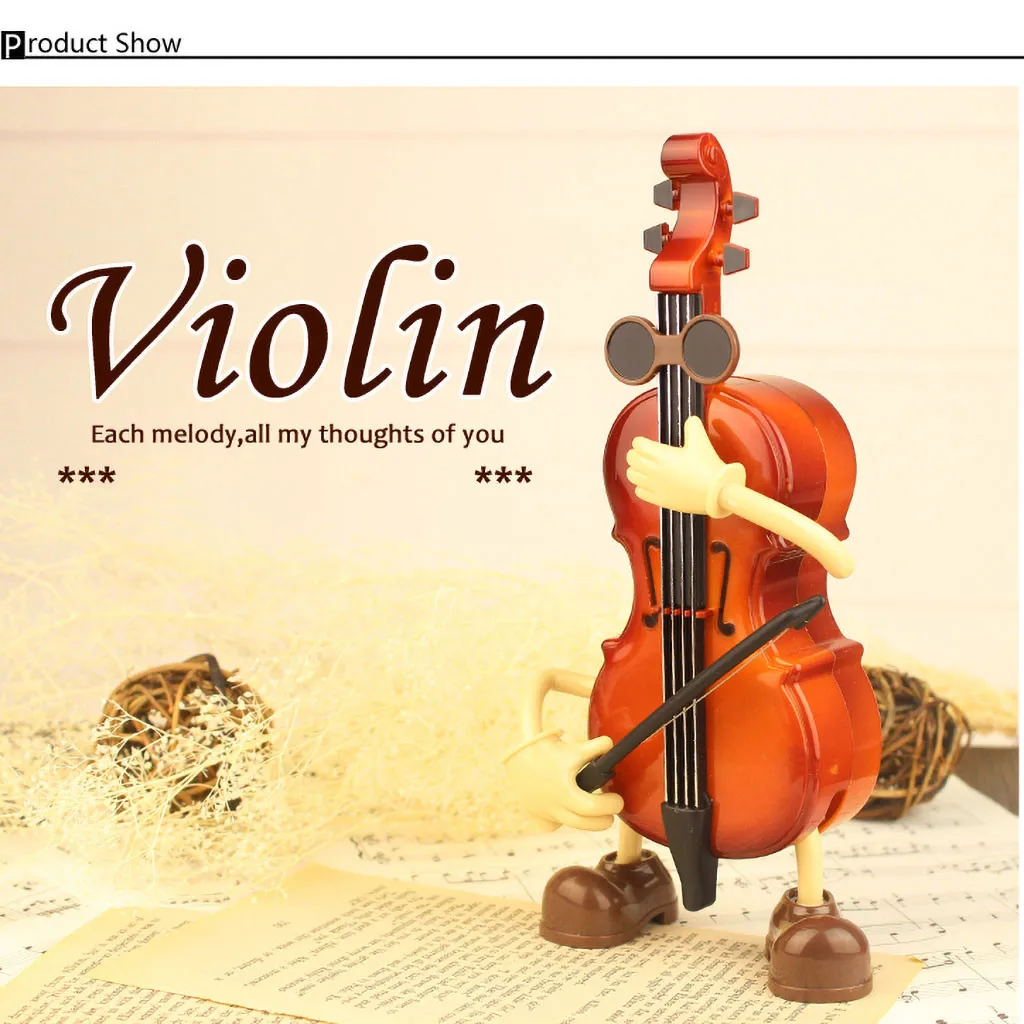 Mini Creative Gifts Rocking Violinist Music Box Classical Retro Style fashion Leisure practical Convenience personality