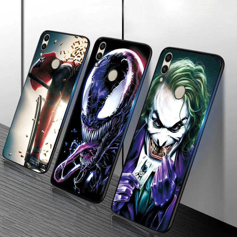 Чехол для huawei P Smart, чехол для телефона Joker Venom, чехол для huawei P Smart, чехол P Smart Z Plus, Черная задняя крышка из ТПУ с мультипликационным принтом