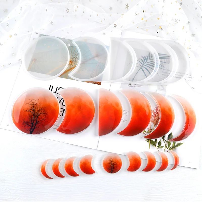 

1Set DIY lunar eclipse resin mold handmade moon crystal epoxy mold moon planet pendant pendant silicone mold Funny pastry Mold