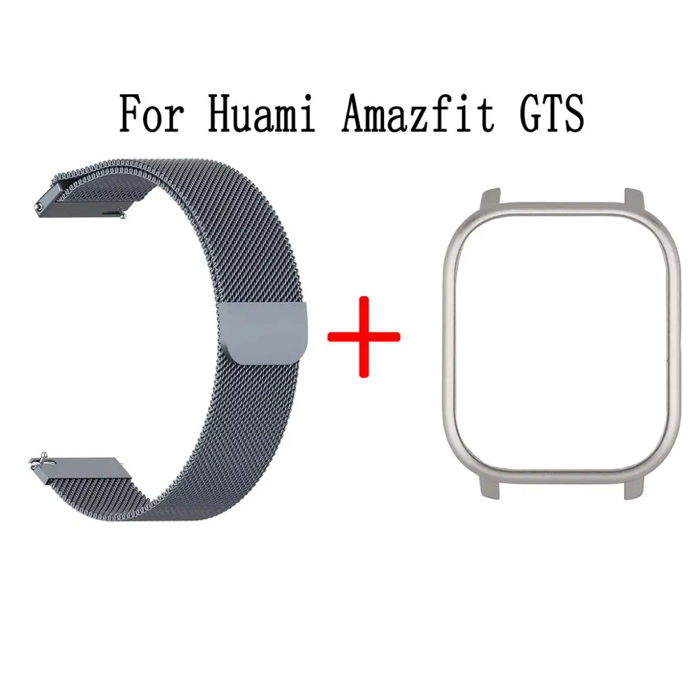 Для Xiaomi Huami Amazfit GTS Smart Watch Band 2в1 металлический браслет+ PC чехол для Amazfit GTS Миланский ремешок на запястье защитный чехол - Цвет: Package 7