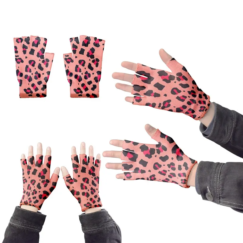 Women Leopard Gloves Fashion Elastic Five Fingers Gloves Men's Outdoor Fingerless Party Touch Screen Guantes cycling gloves fingerless gloves fishing gloves sports gloves tactical gloves half finger gloves compression gloves warm gloves sunscreen gloves fingerless gym gloves