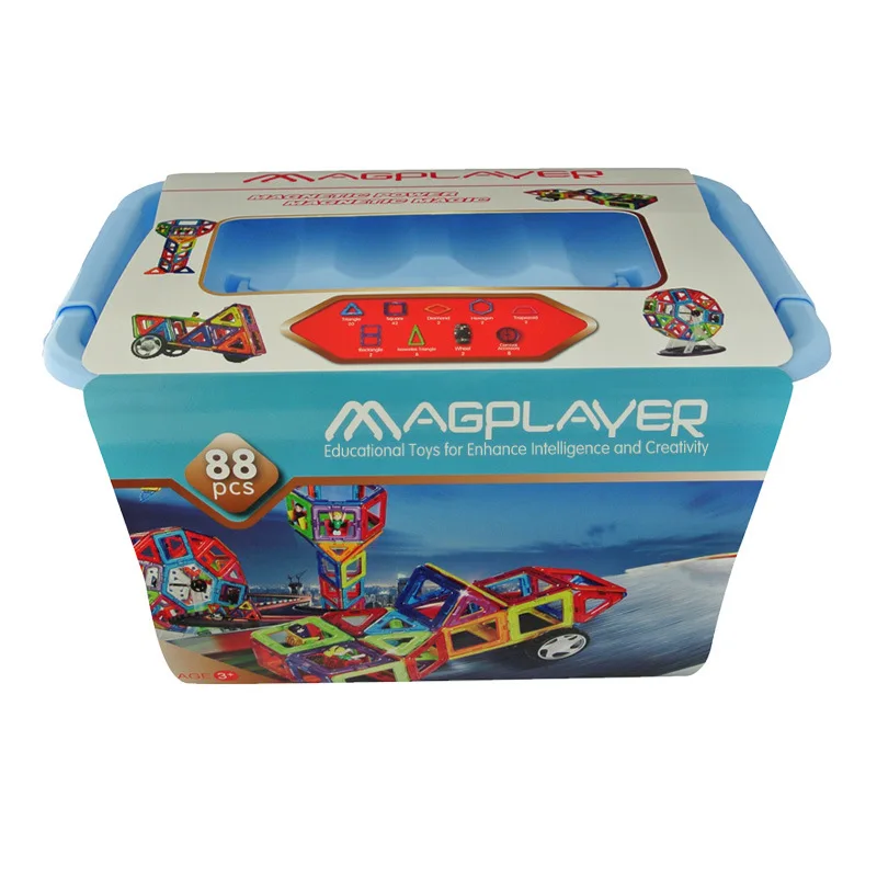 88PCS 48-88 шт. Мини Магнитный конструктор, набор для строительства, модель игрушки, кирпичи, строительные пластиковые магнитные блоки, развивающие игрушки для детей - Цвет: 88PCS
