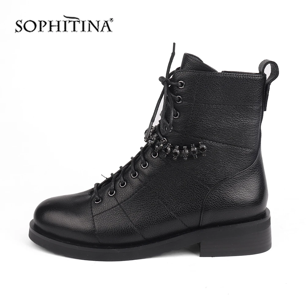 SOPHITINA/модные ботинки с металлическими украшениями особый дизайн обувь из