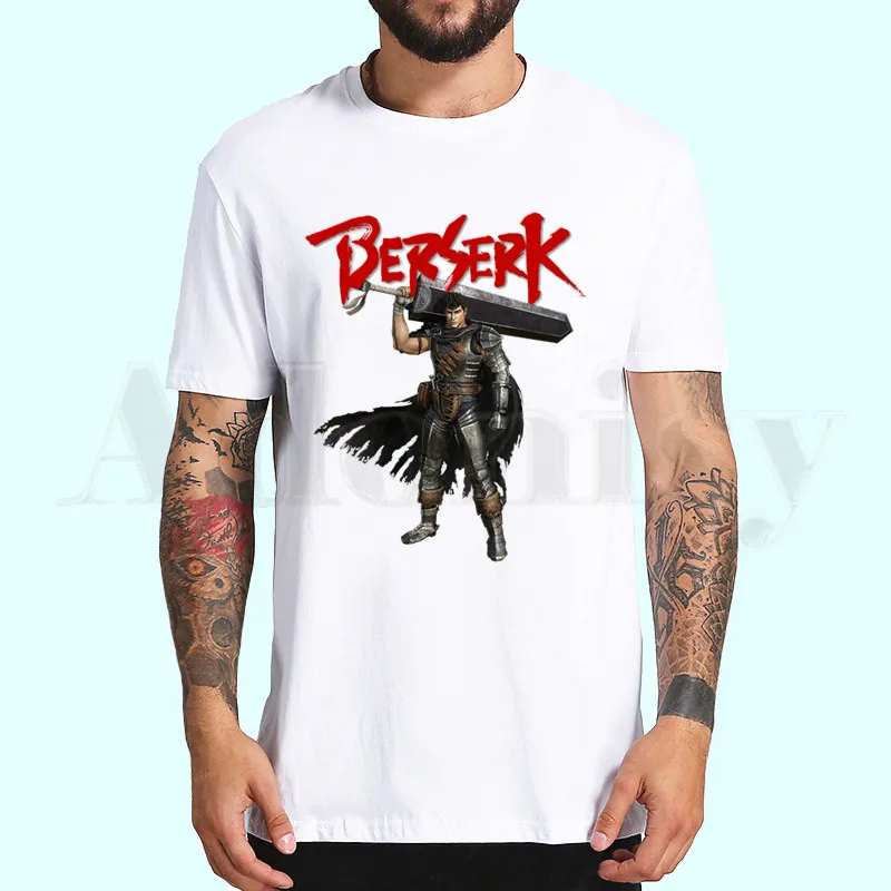 Berserk аниме Новейшая модная мужская футболка летняя Повседневная белая с забавным