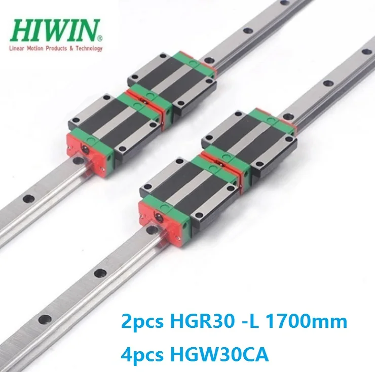 2шт HIWIN Rail HGR30-L 1700 мм линейная направляющая+ 4 шт. HGW30CA HGW30CC фланцевые блоки каретки для ЧПУ