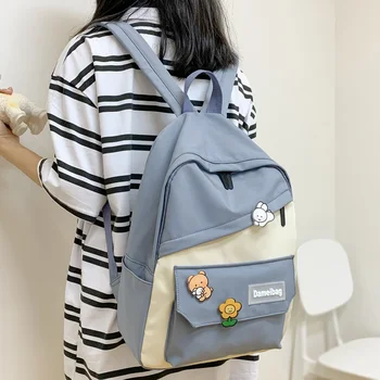 

DIFA New Contrast color Waterproof nylon Women Backpack Preppy Backpacks Girls School Bags Daily leisure backbags Book Mochilas