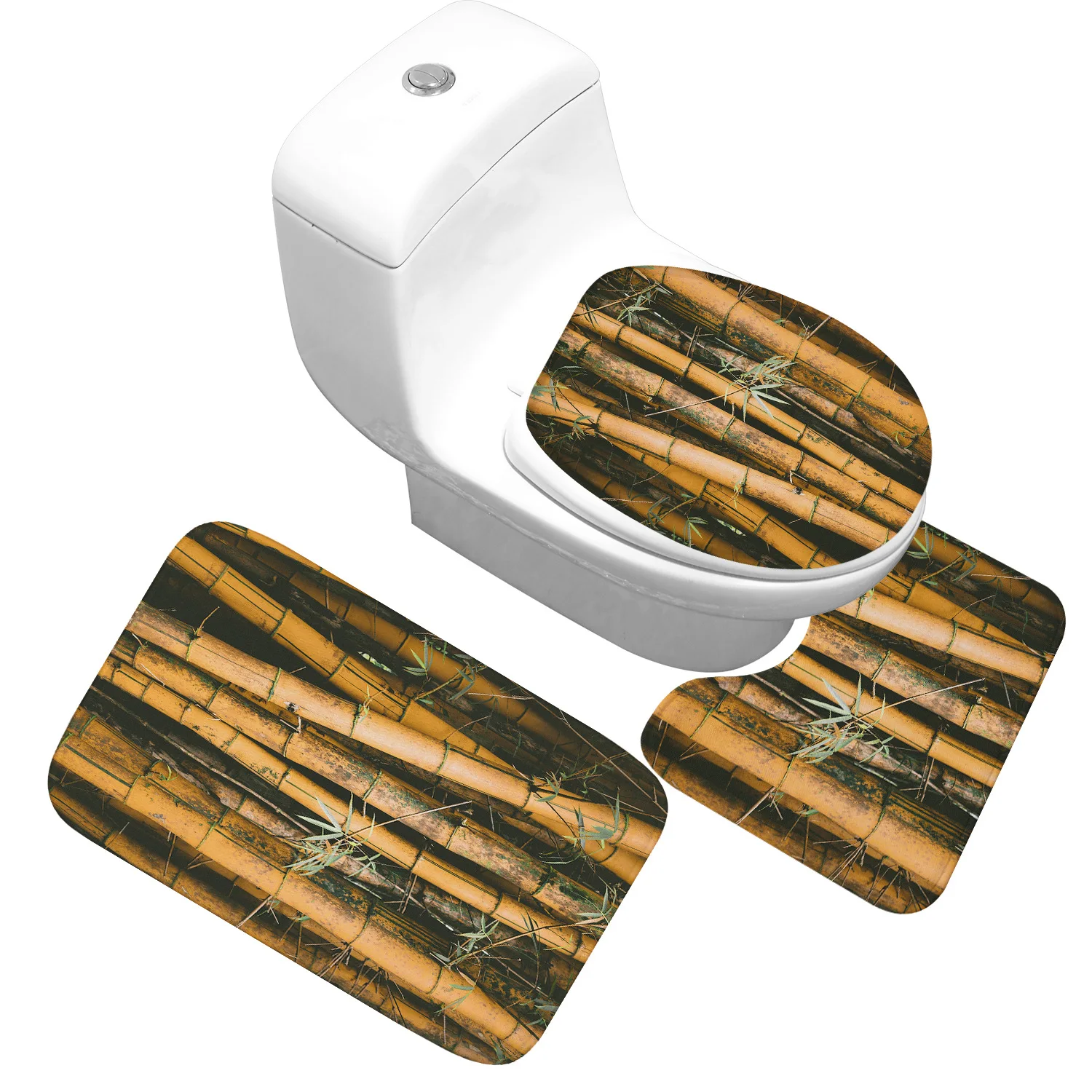 Набор ковриков для ванной Zeegle Противоскользящий коврик Зеленый Натуральный из