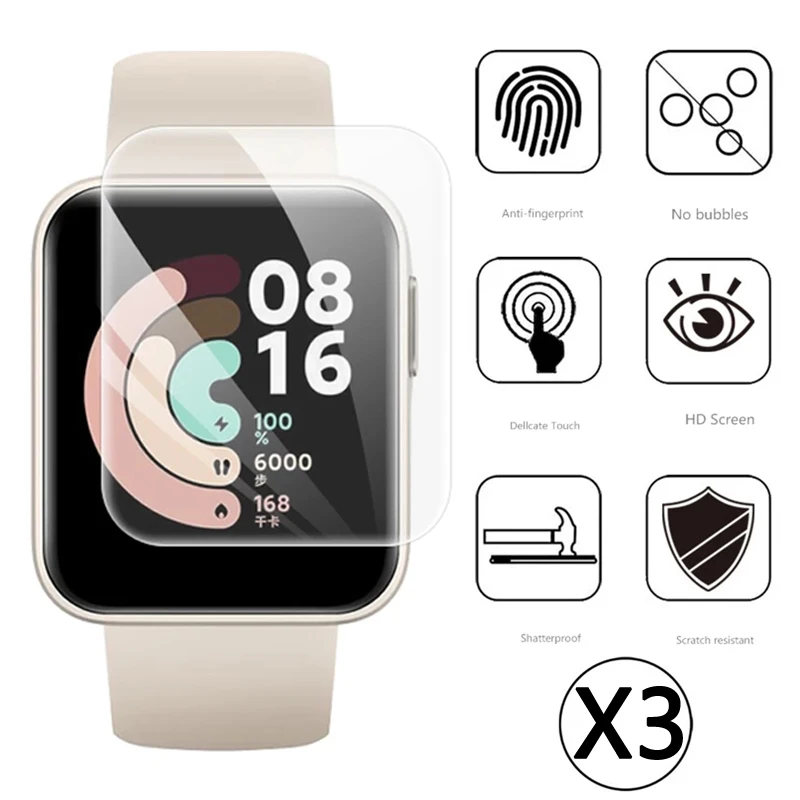 Мягкая защитная пленка для экрана 3 шт./лот из ПЭТ и ТПУ Redmi Watch XiaoMi Mi Lite полное