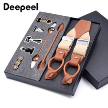 Deepeel 1set 3.5*125cm Fashion Men Suspender Luxury Multi-Set Suit 3/6 Clips Work Business DIY Leather Elastic Male Jockstrap
