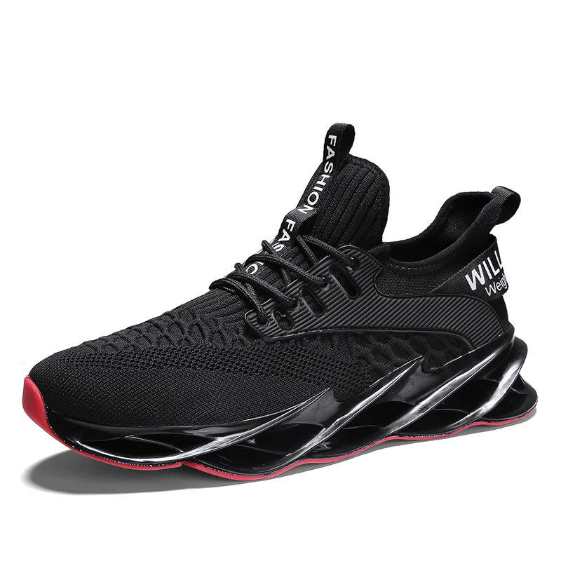 JINBAOKE Blade Running Shoes For Men Breathable Mesh Sneakers Non-Slip Cushioning Sole Athletic Sport Shoes Training Zapatills - Цвет: 1912Black