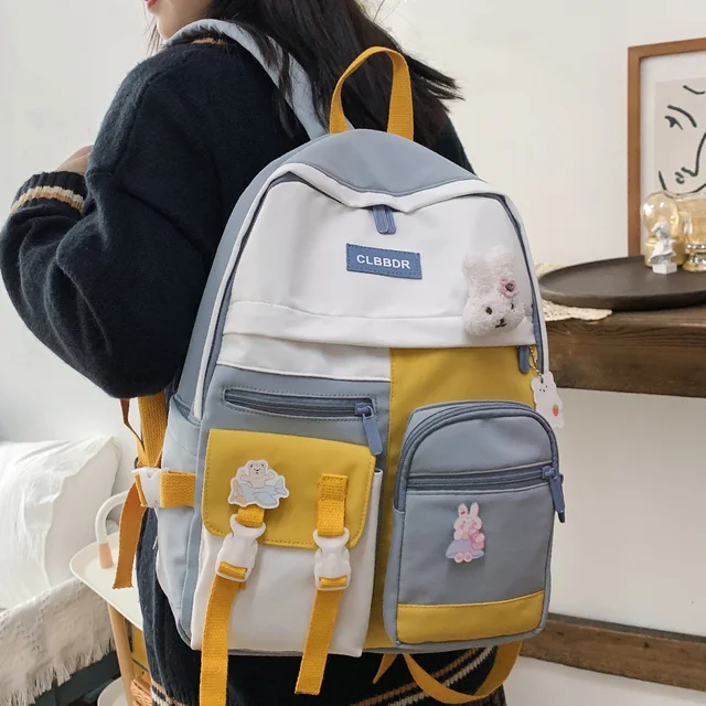 Kawaii Girl Harajuku Backpack Women Waterproof School Bag College Student Nylon Backpack Cute Book Female Bag Trendy New Fashion 2