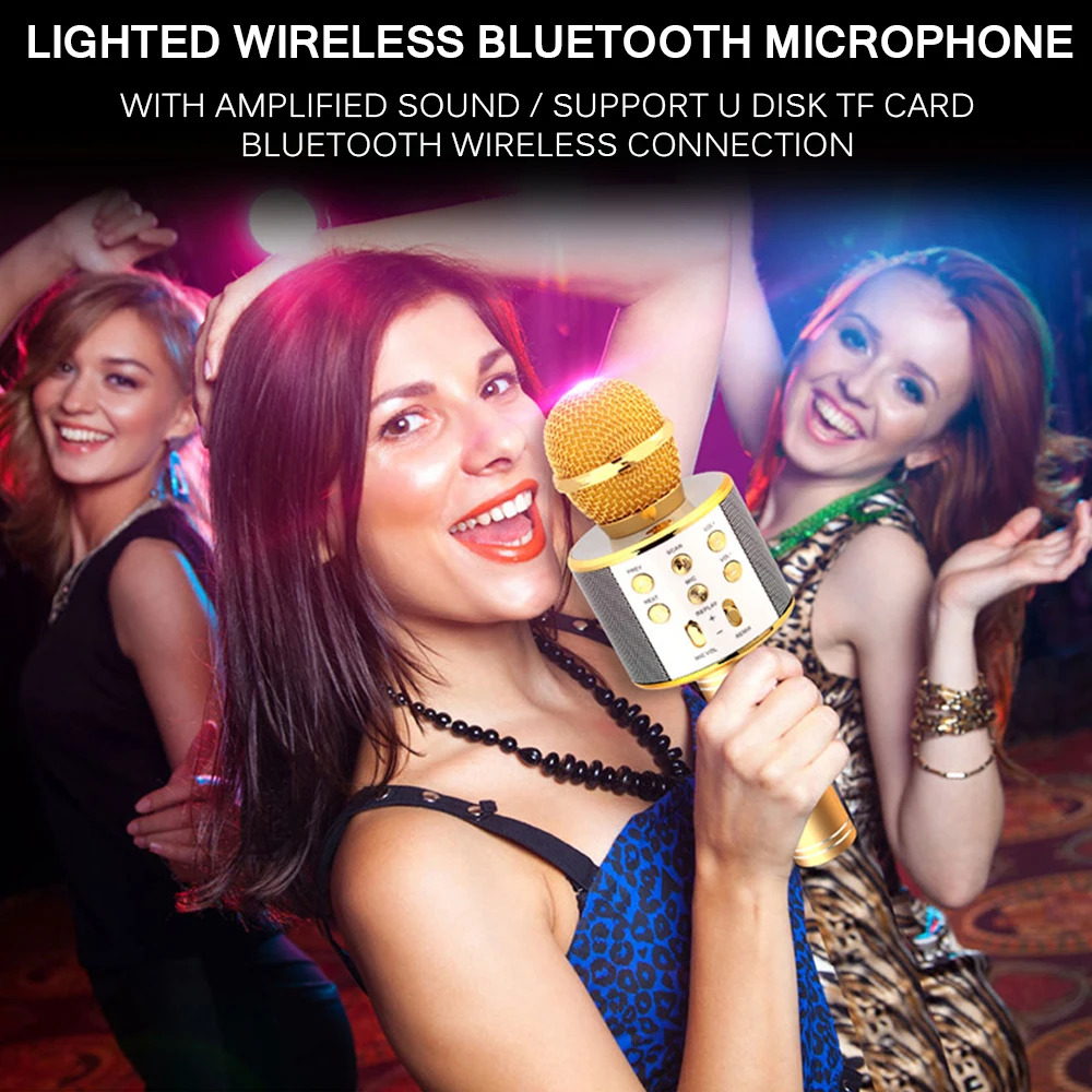 Bluetooth беспроводной микрофон Музыкальная шкатулка со светодиодный светильник для дома KTV наружные вечерние музыкальные игры пение светильник микрофоны