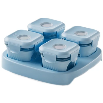 

4 Pack Glass Complementary Food Box Lunch Box Microwave Heating Portable Mini Lightweight Cute Ladies Girl Lunch Box for Baby