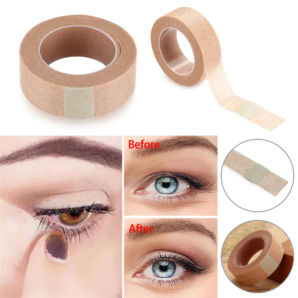 1 Roll Double Eyelid Tape Non-woven Natural Invisible Adhesive Multipurpose Eyeshadow Stencils Eye Makeup Tools Accessories Double Fold Eyelid Tape False Eyelash Extensions Tape Eyeshadow Protector Tape Medical Tape